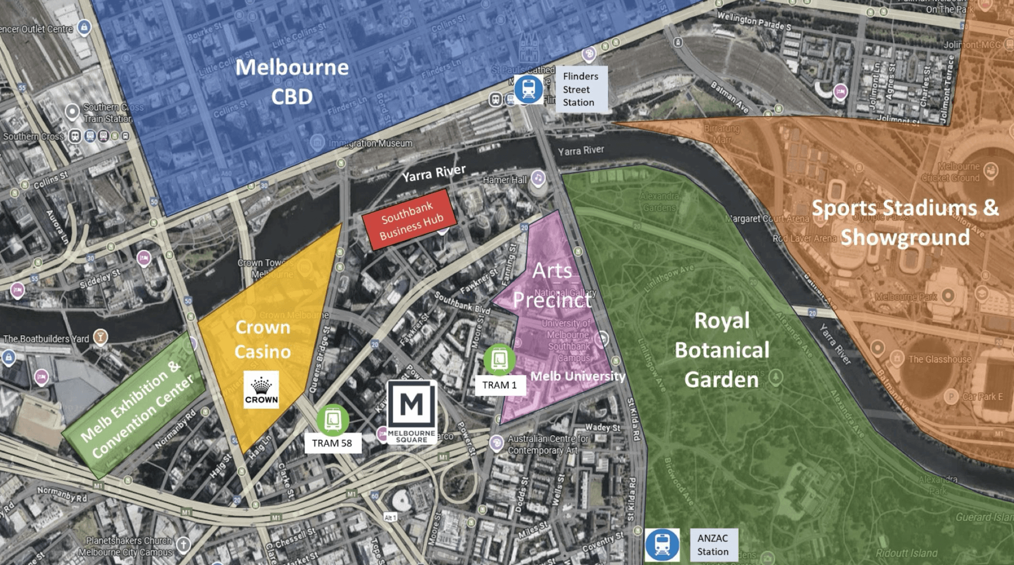 Bản đồ phân khu vệ tinh Melbourne Square